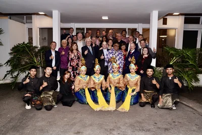 Visiting delegation and cultural performers at a programme gathering